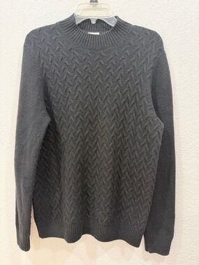 Joseph Abboud Black Wool Knit Crewneck Sweater Size Medium